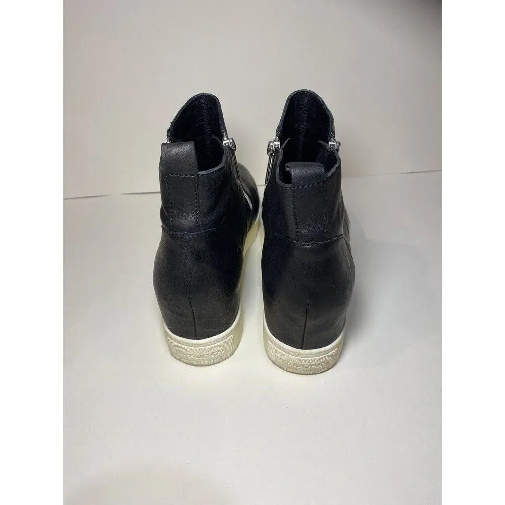 J/ Slides Sky Black Leather  Booties Fashion Sneaker Wedge Double Zip Women’s 10 - Picture 3 of 7